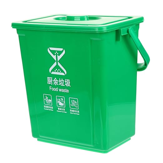 Garneck Bucket with Lid and Sturdy Handle Indoor Kitchen Waste Pail for Food Scraps Practical Plastic Bin for Household Waste Sorting and Easy Carrying