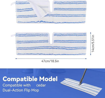 Mop Heads Replacements Compatible with Cedar Dual-Action Flip Mop - Microfiber Mop Replace Pads for Dry/Wet Use - Reusable Washable Dust Mop Refills for Floor Cleaning,5 Pack