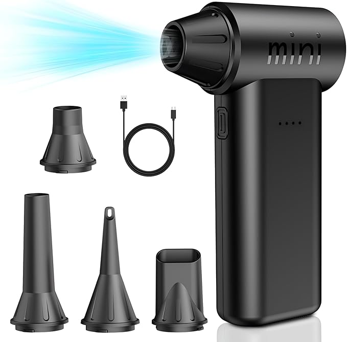 Compressed Air Duster - 150000RPM Super Power Electric Air Duster, 3-Gear Adjustable Mini Blower with Fast Charging, Dust Blower for Computer, Keyboard, House, Outdoor and Car