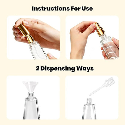 4PCS 10ML Glass Perfume Bottle Set, Tube-Shaped Portable Perfume Bottles Refillable With Dispenser Tools, Empty Atomizer Pocket Spray Bottle for Cologne Dispenser, Travel and Sample Container