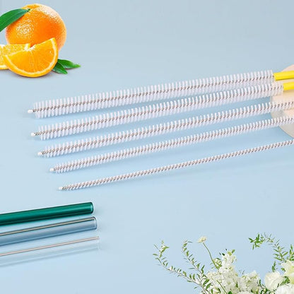 Extra Long 10 Inch Straw Cleaner Brush, Heavy Duty Thin Bristle Straw Brushes for Cleaning, Reusable Metal Straw Cleaner Brush Set for Stanley Cup, Glass Pipe & Drinking Straws (5-Pack)