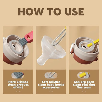 3 in 1 Cup Lid Cleaning Brush, Multifunctional Cleaning Brush Portable Cup Lid Cleaner for Bottle Gap Tight Spaces Cup, Portable Cup Lid Cleaner, 1 Pcs Red
