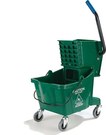 SPARTA Commercial Mop Bucket with Side Press Wringer, Floor Cleaning Essentials for Commercial and Home Use 26 Quart Capacity, 1 Count, Green