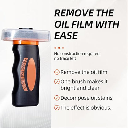 Glass Emulsion Cleaner, Car Glass Oil Film Remover, Roll-On Glass Guard with Brush, Anti-Fog Windshield Cleaner Removes Oil Grease Fog for Clear Driving Visibility