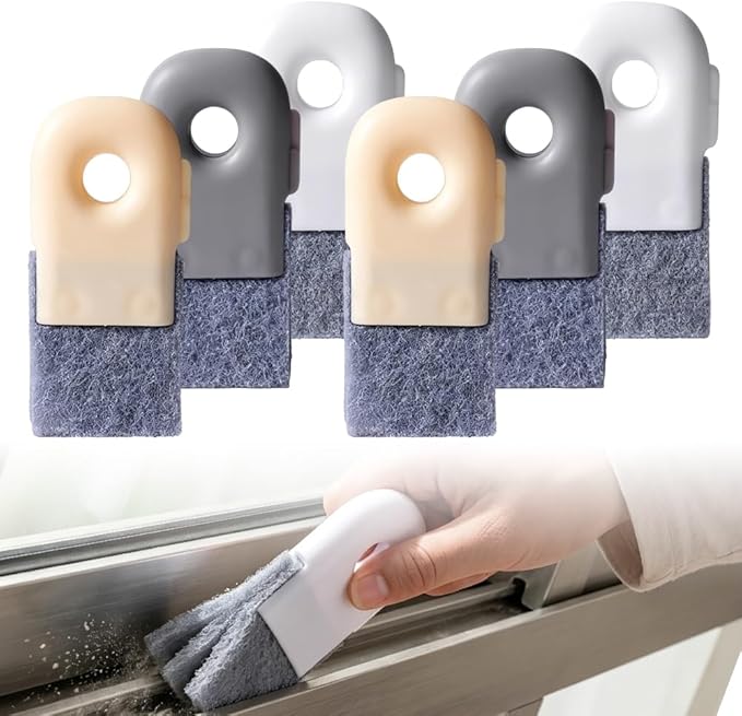 Magic Window Track Cleaner, Window Groove Cleaning Brush Tools Set, for Slides Grooves, Tile Grout Lines, Shutter Slats, Car Ac Vents & Narrow Gaps (Mix 6Pcs)