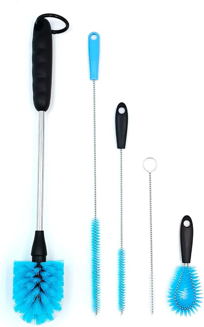 5-in-1 Tumbler Brush Cleaner Set, Cleaning Brush Washing Straw Tube lab Cleaning with Long Handle, for Water Bottle Brush Washing Coffee Mug Kettle Decanter Pipes lids Sinks Cap Covers
