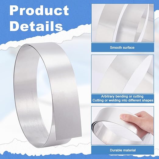 PH PandaHall 6.5 FT x 2 Inch Aluminum Flashing Roll Metal Strips 1060 Grade Bendable Pure Aluminium Strip Wire, 0.5mm Aluminum Sheet Metal Raw Roll for Roof Garden DIY Craft, 24 Gauge