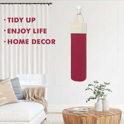 Plastic Bag Holder, Wall Mount Grocery Bag Holder for Plastic Bags Storage, Cotton Shopping Garbage Sack Organizer, Large Trash Bag Dispenser for Home Kitchen Decor