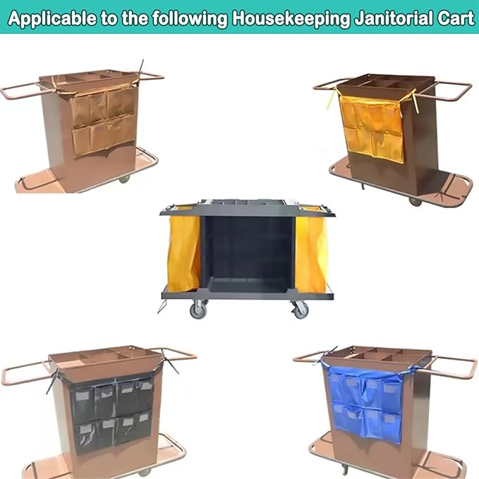 Replacement Janitorial Bag, Waterproof Thickened Commercial 8-Pocket Housekeeping Organizer, Fits Any Cart, Used for Material Storage Transport