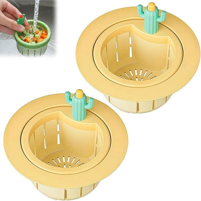 Cactus Kitchen Sink Drain Strainer, 2026 Upgrade Cactus Sink Strainer Basket, Fun Sink Accessory Innovations in Household Kitchen Supplies Bring Different Joy and Mood to The Kitchen (2pcs-Yellow)