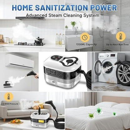 2500W Steam Cleaner, Handheld High-Temperature Pressurized Steam Cleaner with 6 Adjustable Levels, Portable Steam Cleaning Machine for Kitchen, Bathroom, Car, Upholstery (Red)