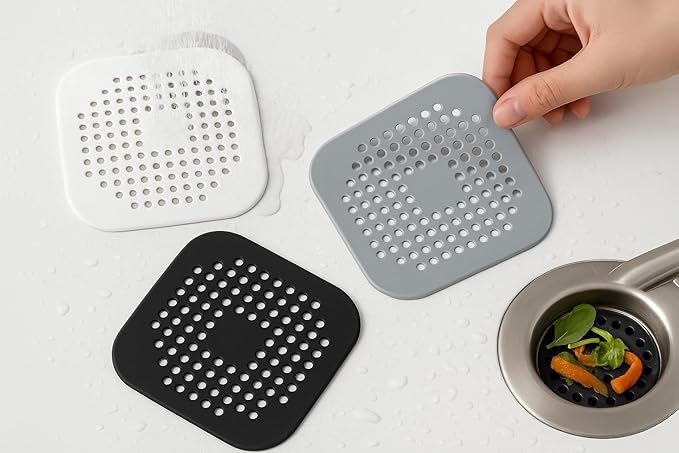 Silicone Drain Protector, Gray Anti-Clog Hair Catcher for Shower and Bathtub, 5.7 Inch Flexible Strainer with Easy Clean Design