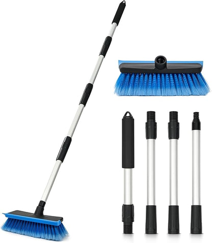 Ordenado 56" Car Wash Brush with Long Handle - Car Cleaning Brush with Soft Bristle & Squeegee, Scratch-Free Car Cleaning Mop Kit for Washing Exterior & Snow, Universal for RV Boat Truck SUV Blue