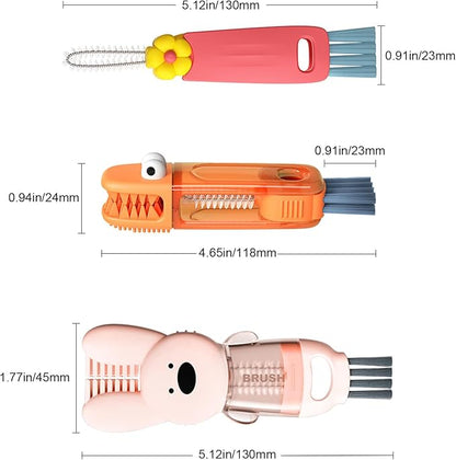 4 in 1 Cup Lid Cleaning Brush, 3 in 1 Bottle Brush, Cup Crevice Cleaning Tools, Easy to Clean and Storage, ABS+Silicone Cup Lid Gap Cleaner, Portable Multifunctional Bottle Cleaning Brush (3Pcs)