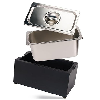 Art Secret 1.6 Gal Kitchen Countertop Compost Bin, Smell Proof Insert with Pine Wood Box (Gray)