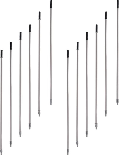 Matthew Cleaning Commercial Screw On Mop Handle for Floor Cleaning Heavy Duty Mop Head Replacement Holder 60inch with Threaded Metal Tip(Gray, 12 Pack)