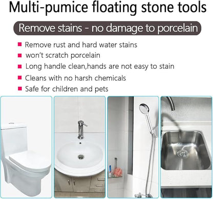 4TH Pumice Stone for Toilet Bowl Cleaning,Powerfully Remove Stubborn Stains： Limescale,Hard Water Ring,Calcium Buildup,Iron,Rust