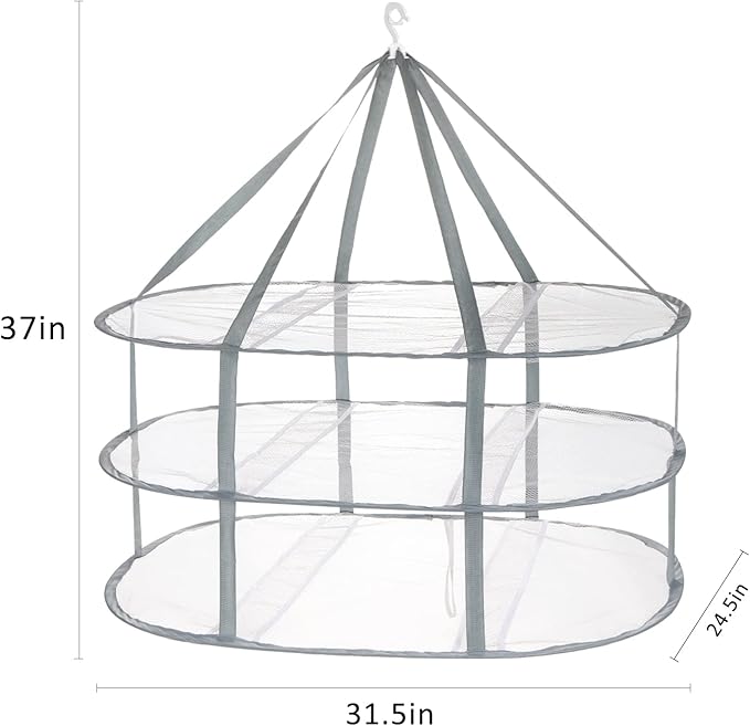 3-Tier Folding Mesh Clothes Hanging Dryer, Sweater Drying Rack, Large Laundry Drying Rack, Lay fold Flat Dry Hanger, Mesh Clothes Hanging Dryer - XL(3Tier)
