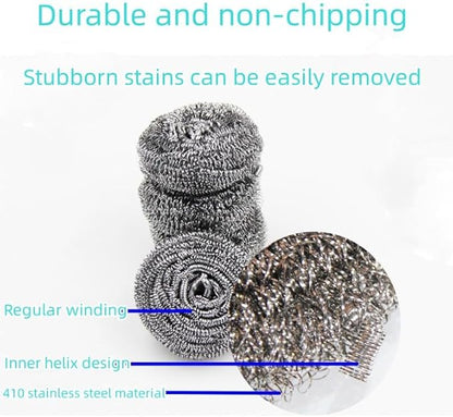 6-Piece Stainless Steel Sponge Scrubber - A Flexible Stainless Steel Velvet Scrubber for Cleaning Tableware, Kitchens, bathrooms, POTS, Pans, Grills and Sinks