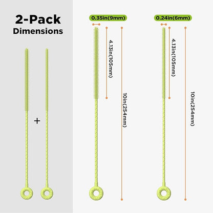 2 Pcs Silicone Straw Cleaner Brush, Extra Long Cleaning Brushes for Straws, 6mm&9mm, Green