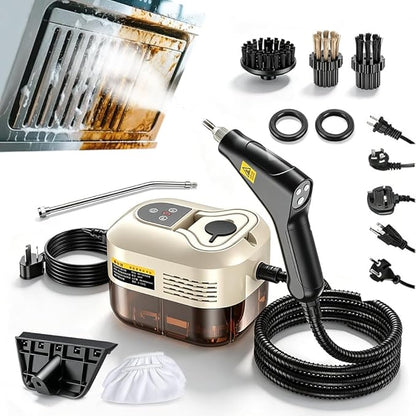 2500W High Pressure Handheld Steam Cleaner + 1.1L Large Capacity Tank + 229°F High Temp Steam for Home Deep Cleaning, Portable Pressurized Steamer for Grout, Tile, Car, Furniture & Kitchen (Beige)