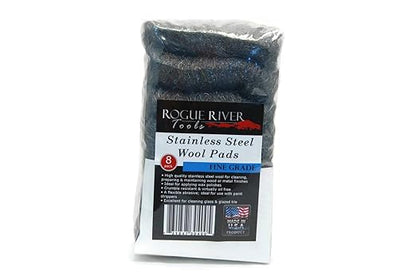 434 Stainless Steel Wool (8 pad Pack) - FINE Grade - by Rogue River Tools. Made in USA, Oil Free, Won’t Rust. Choose from All Grades!