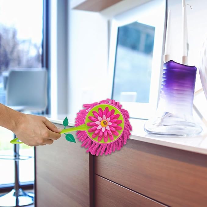 Vigar by Addis Flower Power Microfibre Duster, Green/Pink