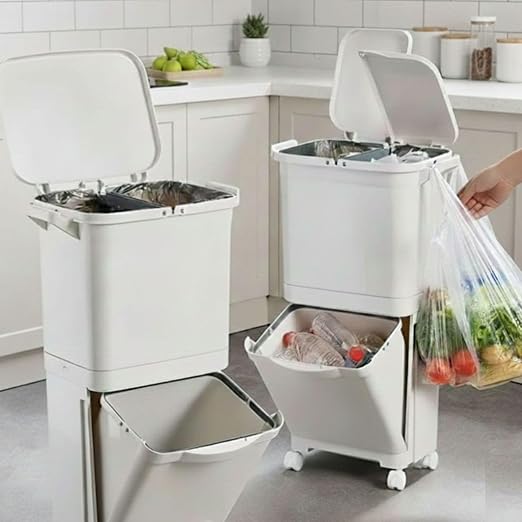 ANCHOR LANE Plastic Kitchen Trash Can 38L – (10 Gallon) Large Garbage Can with Lid, Heavy Duty Leakproof Waste Bin, Wheeled Indoor Trash-Can for Kitchen, Office, Garage & Commercial Use