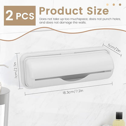 2 PCS Wall Mount Trash Bag Dispenser Roll Holder, Kitchen Garbage Bag Storage Box Roll Holder, Plastic Bag Holder Organizer Under Sink (Grey)