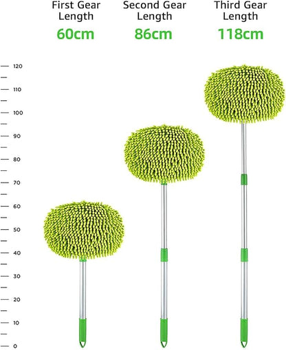 Weiliya 47.5"" Car Wash Brush Mop Cleaning Tool with Long Handle Kit for Washing Detailing Cars Truck, SUV, RV, Trailer, Boat 2 in 1 Chenille Microfiber Sponge Duster Not Hurt Paint Scratch Free