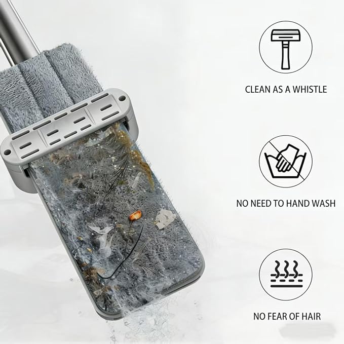 Wet Dry Flat Microfiber Mop for Hardwood Floors, 6 Washable Pads Included, 360° Swivel Mop for Home Kitchen Tile & Laminate Floors