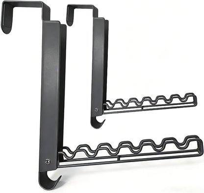 Over The Door Drying Rack with Hooks, Double Folding Portable Small Space Storage for Laundry Bathroom Travel Bedroom Drying (2Pack, Black)