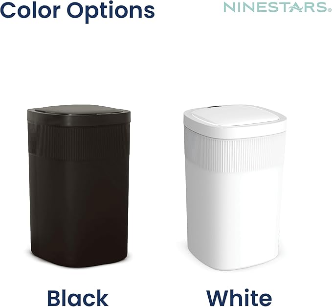 Ninestars Touch Tap & Motion Sensor Trash Can for Kitchen and Bedroom, 13 Gal 50L High-Grade ABS Body (Rectangular, White)