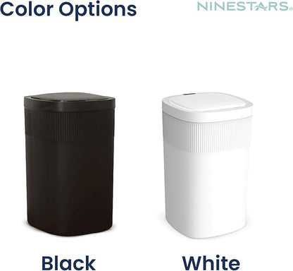 Ninestars Touch Tap & Motion Sensor Trash Can for Kitchen and Bedroom, 13 Gal 50L High-Grade ABS Body (Rectangular, White)