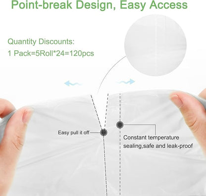 Biodegradable Trash bags 120PCS, Aievrgad 5L/1.2Gallon small Garbage bags/For Countertop Bin. Bin Liner/Trash/rubbish Bags, 100% Recycled,Tough, degradable, Compost Bags for Food/garden-white