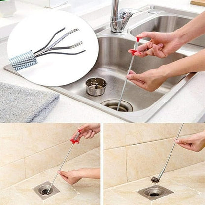 33" Drain Snake, 4-Claw Flexible Grabber Claw for Sink/Shower/Bathtub, Narrow Space Drain Hair Removal Tool
