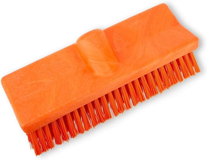 SPARTA 40423EC24 Plastic Floor Scrub Brush, Wall Brush, Equipment Brush With Nonabsorbent Bristles For Industrial Kitchens, Hospitals, Commercial Cleaning, 10 Inches, Orange, (Pack of 2)