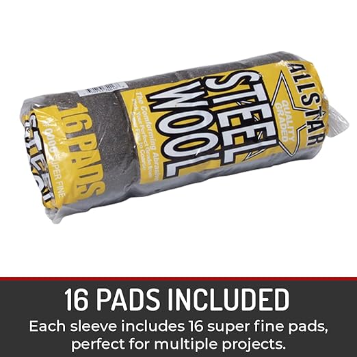 Hi-Tech 74016 Fine 0000 Steel Wool - 16 Pads, Perfect for Buffing, Polishing, and Matte Finish Transformations