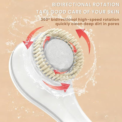 Electric Back Scrubber for Shower Body Brush, Waterproof Shower Body Scrubber for Cleansing, Massaging, Rechargeable Spinning Bath Brush for Kids & Adults with 6 Heads & 3 Speed Modes
