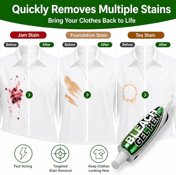 Msvvko Bleach Pen for Clothes Stain Remover Bleach Gel Pen Targeting Specific Stains Bathroom Cleaner, Shower