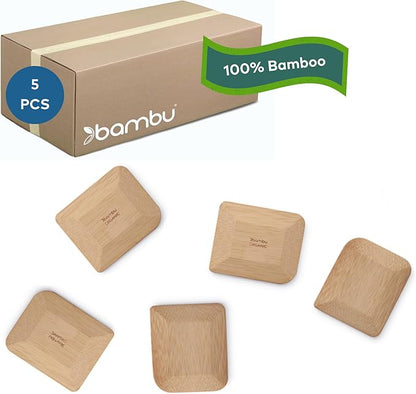 Bambu Pack of 5-2.75 Inch Bamboo Pot Scrapers, Biodegradable Eco-friendly Products, Cleans Kitchen Pans, Removes Food Effectively, Compostable