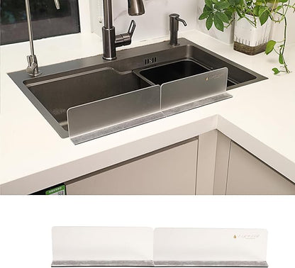 Magnetic Kitchen Sink Splash Guard, Transparent Acrylic (Frosted) - Suitable for Bathroom Kitchen Oil Splash Countertop Dividers Bathroom Sink Splash Guard (8.86 & 10.2) (2pcs)