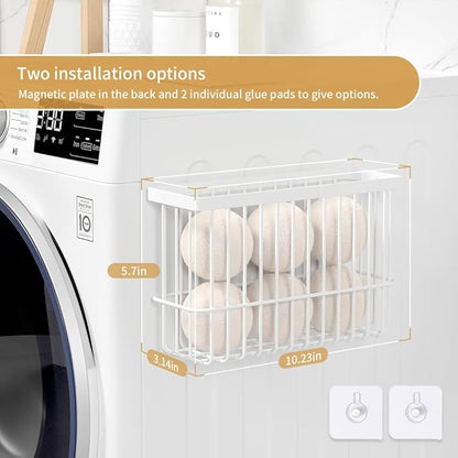 Moryimi Magnetic Dryer Ball Holder for Laundry Room Organization and Storage, Magnetic Lint Bin for Laundry Room, Iron Dryer Ball Container for Laundry Room Storage (No Balls)