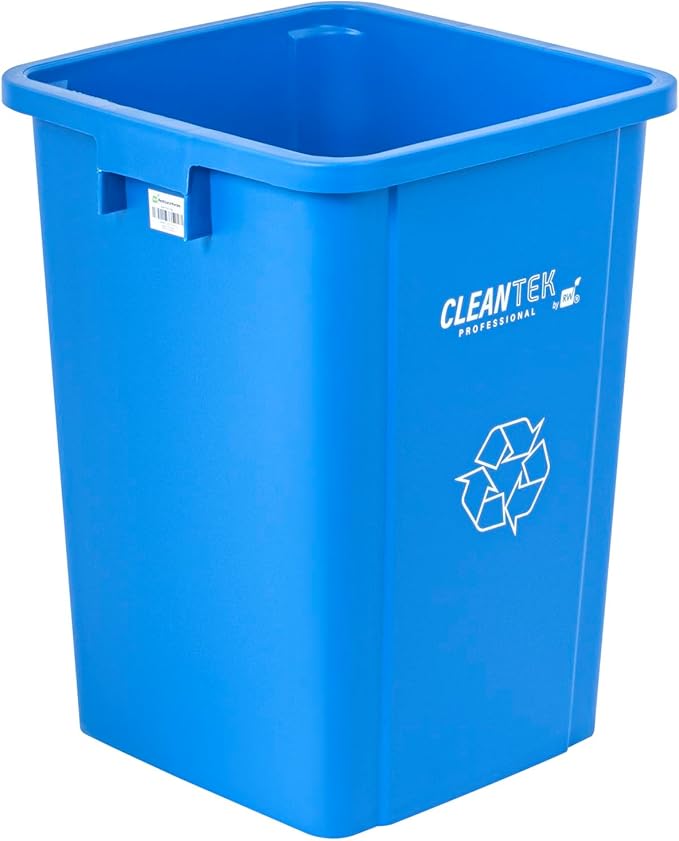 Restaurantware-Clean Tek Professional 19 Gallon Trash Can, 1 Square Waste Basket - Lid Sold Separately, Space Saving, Blue Plastic Garbage Bin, Ideal For Home, Office, Restaurant, And More