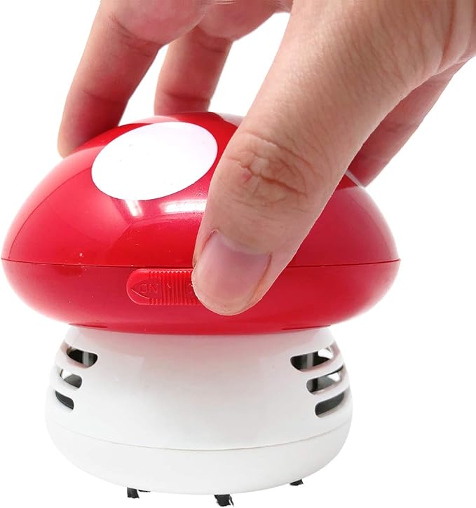 allydrew Cute Portable Mini Vacuum Cleaner for Home and Office, Mushroom
