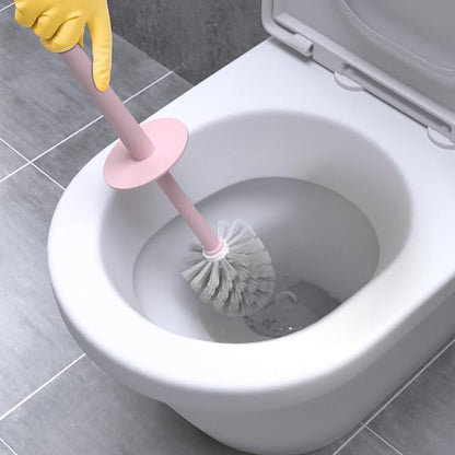 Topsky 2 Pack Compact Toilet Brush & Holder Set, Plastic Round Barrel Loo Brush with 2 Replacement Toilet Brush Head, Durable for Bathroom Toilet, Pink