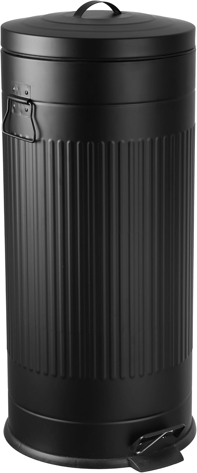 happimess HPM1018B Theo Retro 8-Gallon Step Trash Can with Soft-Close Lid and Free Mini Trash Can for Home, Kitchen, Bathroom, Living Room, Office, Charcoal Black