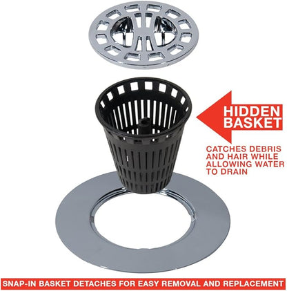 Danco, Inc. 3-Inch Hair Catcher for Stand-Alone Shower 10529, Pack of 1, Chrome in-Drain