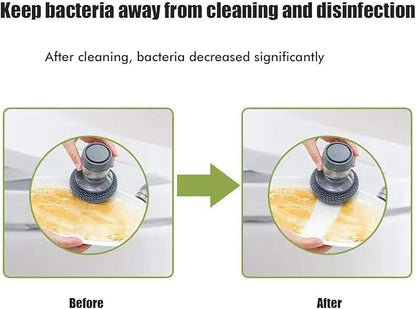 Cleaning Brush Dish Washing Scrubber Soap Dispenser, Replaceable Brush Head Lightweight Efficient, Interchangeable Soap Dispenser for Bowl Sink Cleaning Pot (1 Set+1 Head)