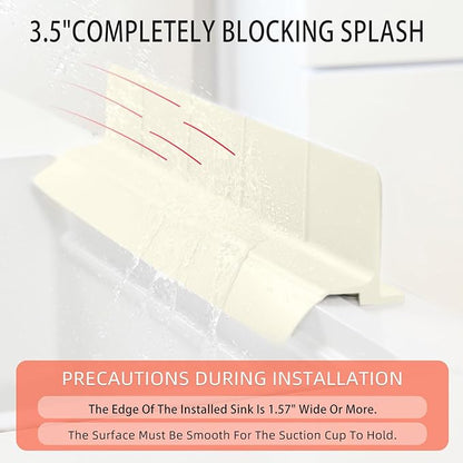 18" Upgraded Silicone Sink Splash Guard Released in 2026,Self-Draining Water Splash Guard for Kitchen Sink,Bathroom and Kitchen Island,with 3.5" High Splash Guard & 6 Strong Suction Cup (Beige)